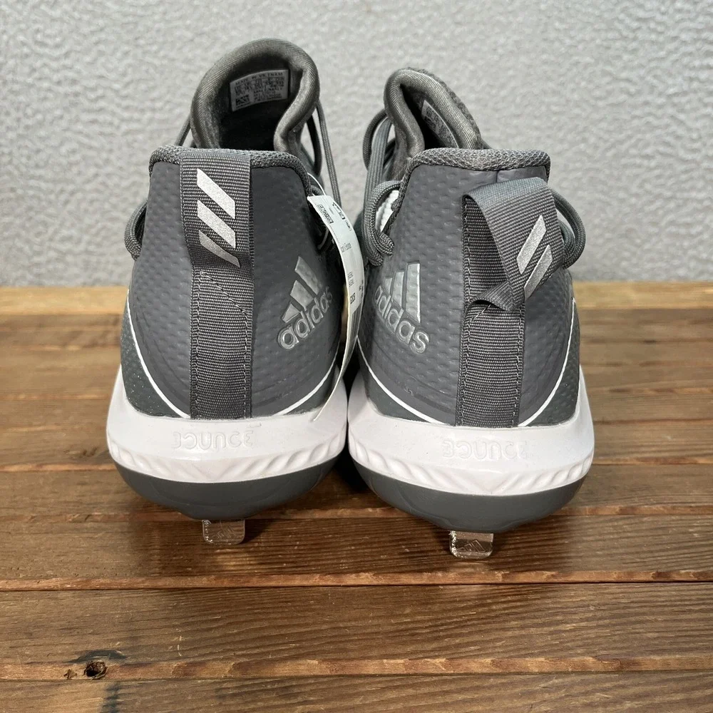 Adidas Baseball Cleats Mens‎ 15 Gray White Icon V Bounce Shoes Sports NEW